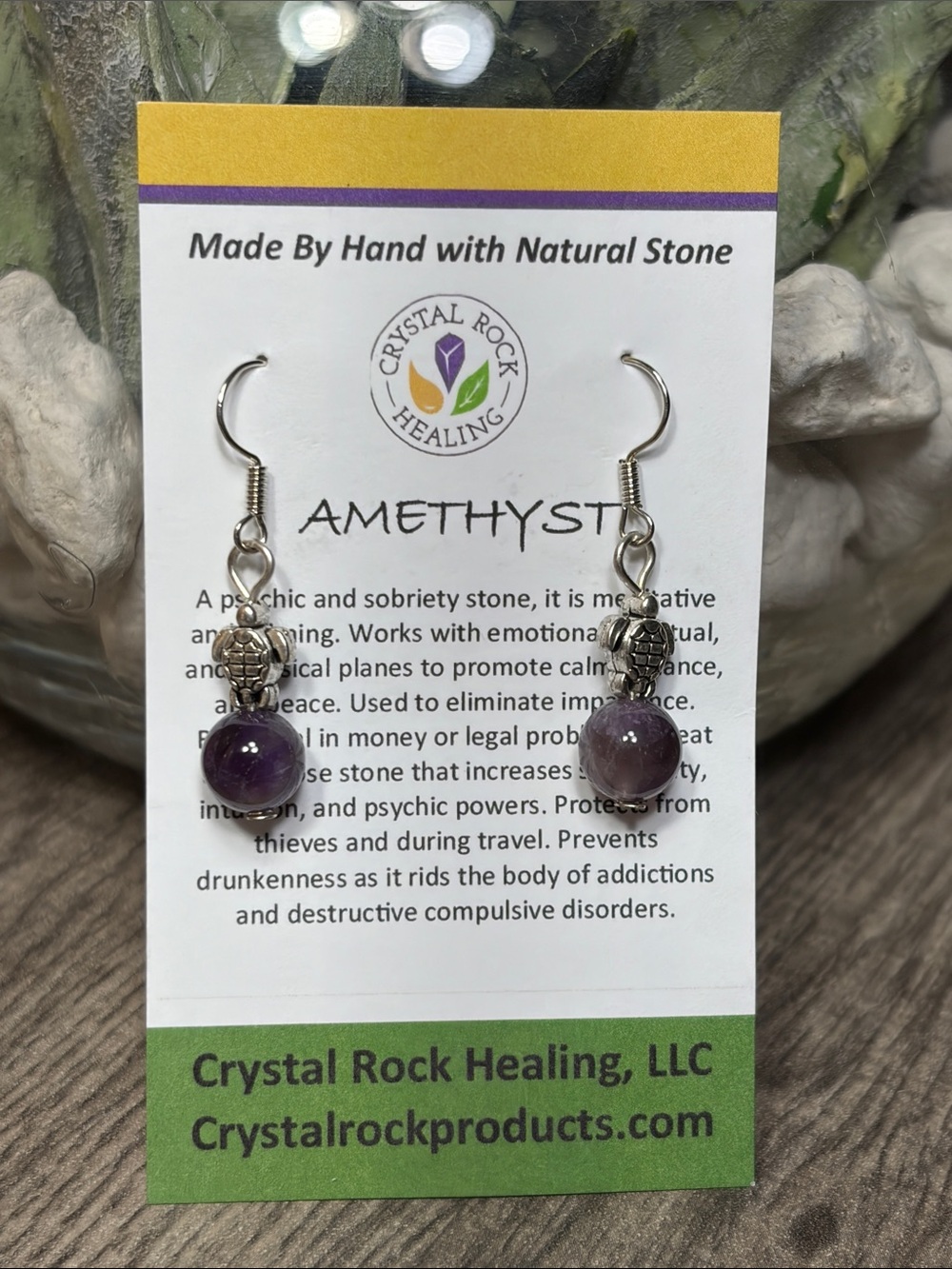 🍒5 for $40🍒 Crystal Rock Healing Amethyst Stone Turtle Drop Earrings